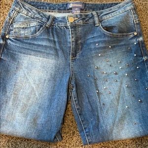 Democracy crop pearl embellished jeans